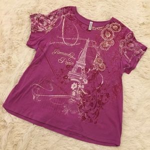 GITANO France Eiffel Tower Sequins Floral Shirt